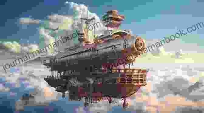 A Steampunk LEGO® Airship Soaring Through The Clouds, Its Gears And Cogs Spinning In Motion. Steampunk LEGO Guy Himber