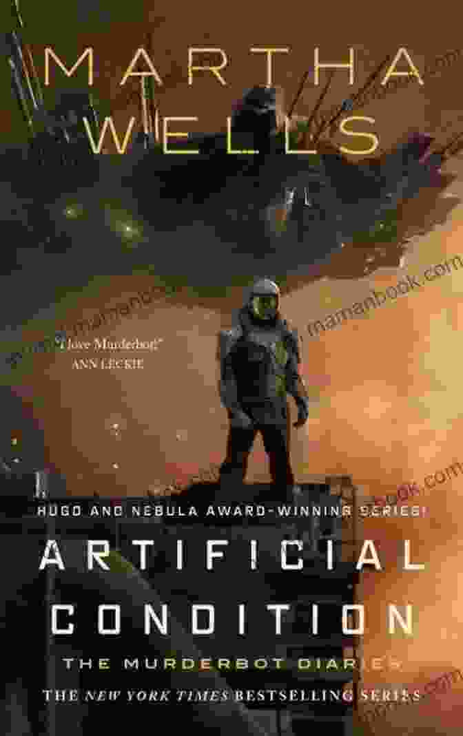 Artificial Condition Book Cover, Featuring A Pensive Murderbot Contemplating Its Existence Amidst A Vast Cosmic Landscape. Artificial Condition: The Murderbot Diaries